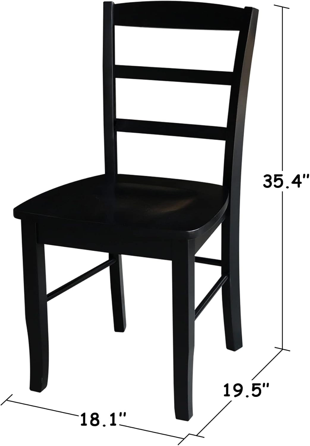Set Of 2 Black Madrid Ladderback Dining Chairs For Kitchen