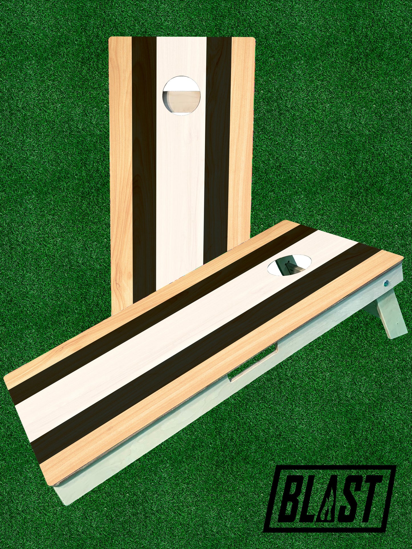 Black & White Striped Cornhole Boards