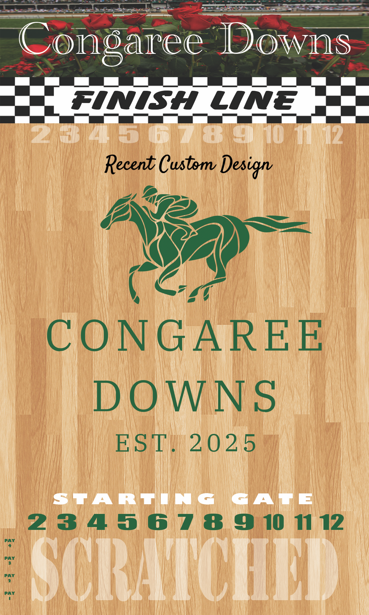 XL Brown Striped Track Horse Race Party Game - New Heavy Duty Metal Horse Numbered 2-12