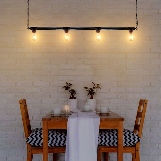 4way Black Pipe Lamp Vintage Pendant Downlight Hanging Ceiling Light ~3719