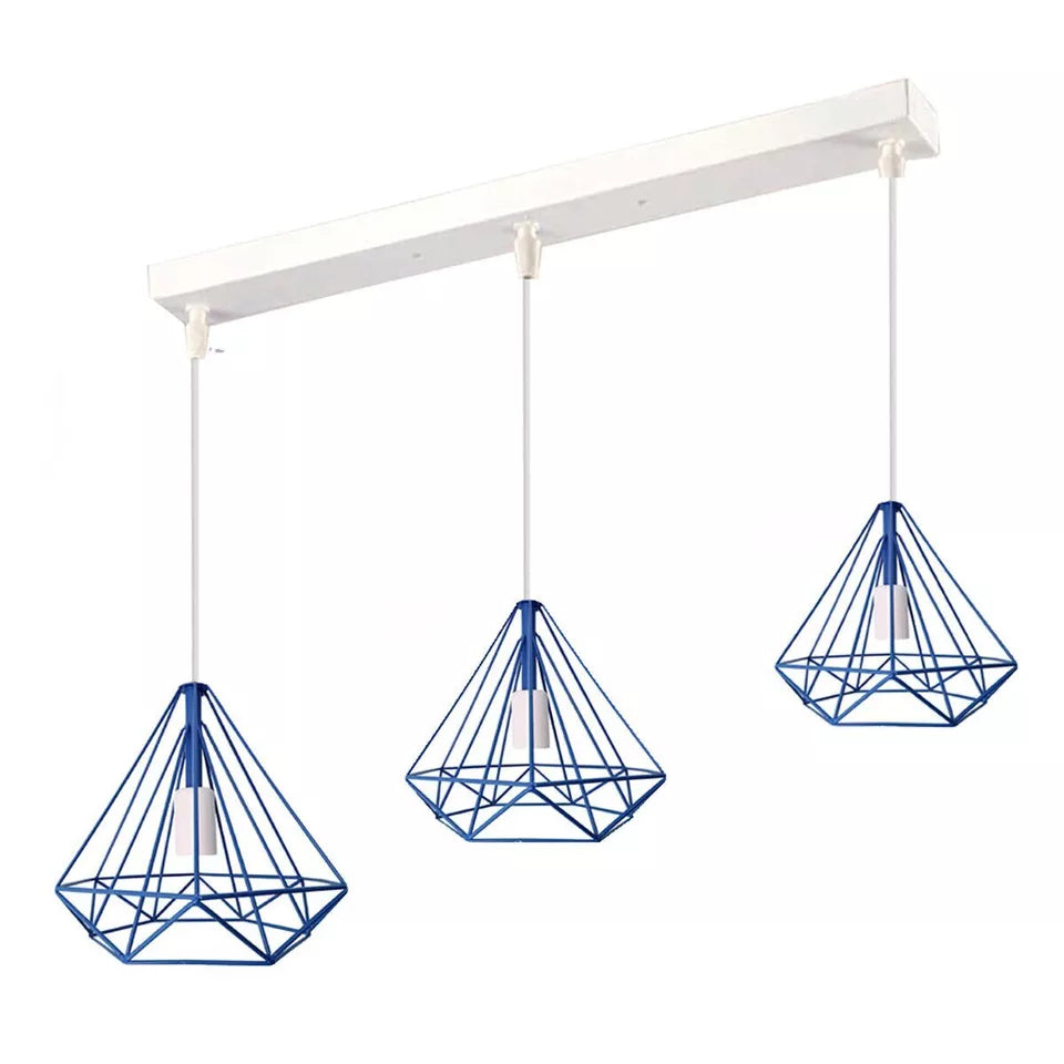 3 Head Rectangle Diamond Cage Ceiling Light Hanging Pendant Light~5646