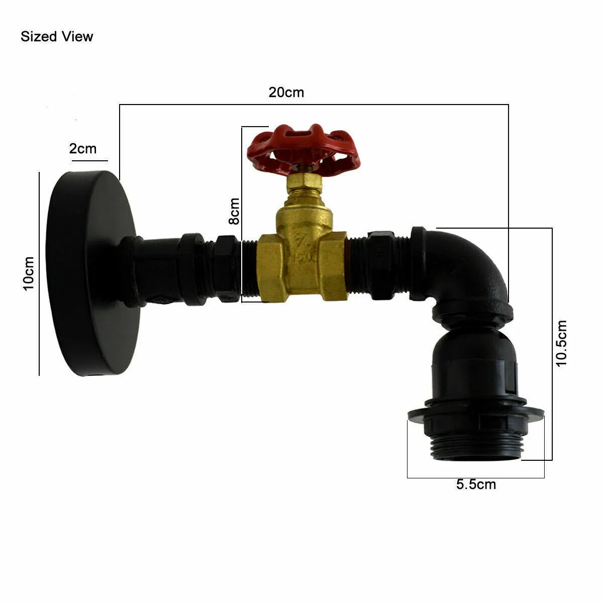 Vintage Industrial Black-Gold Metal Water Pipe Wall Sconces light ~6215