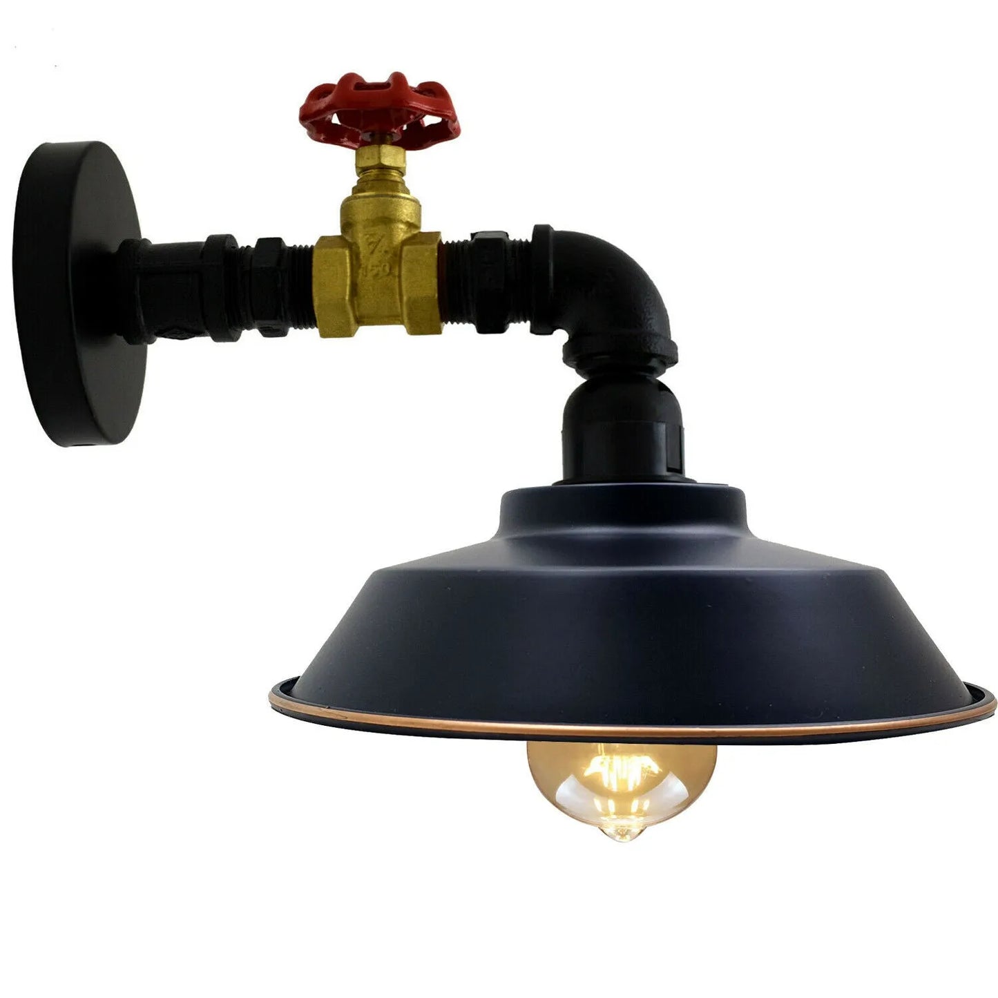 Vintage Industrial Black-Gold Metal Water Pipe Wall Sconces light ~6215