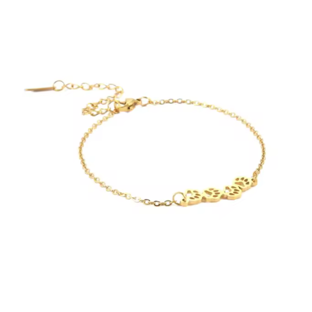 Pawsy Daisy Paw Print Link Chain Bracelet