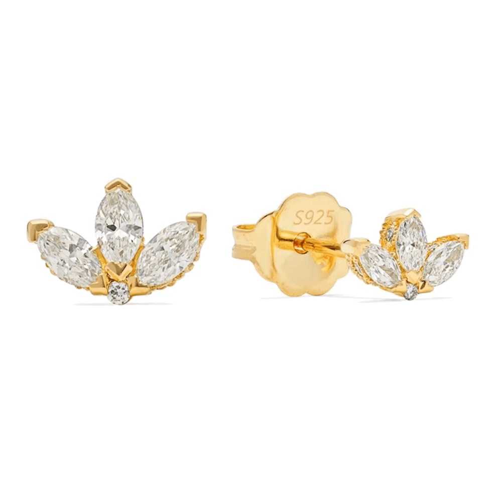 Solis Golden Blossom Studs with Cubic Zirconia