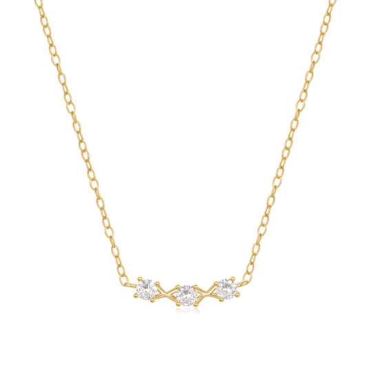 Adora Delicate Necklace with Three Round Cut Cubic Zirconia Stones