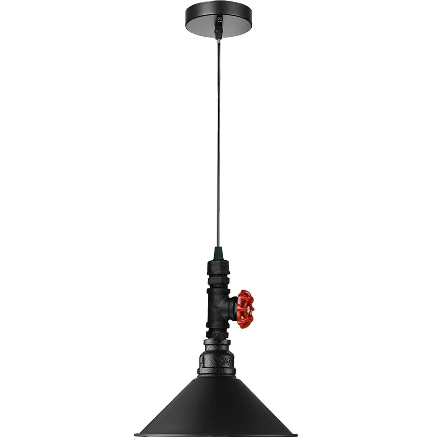 Industrial Vintage Ceiling Pendant Lights Metal Pipe Brushed Colour Lampshades~1310