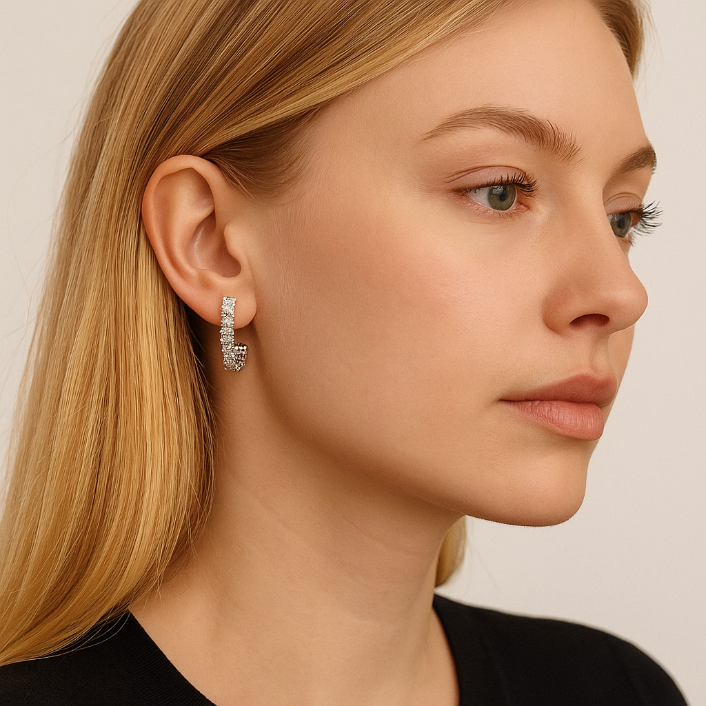 Elara Sparkling Cubic Zirconia J Hoop Earrings