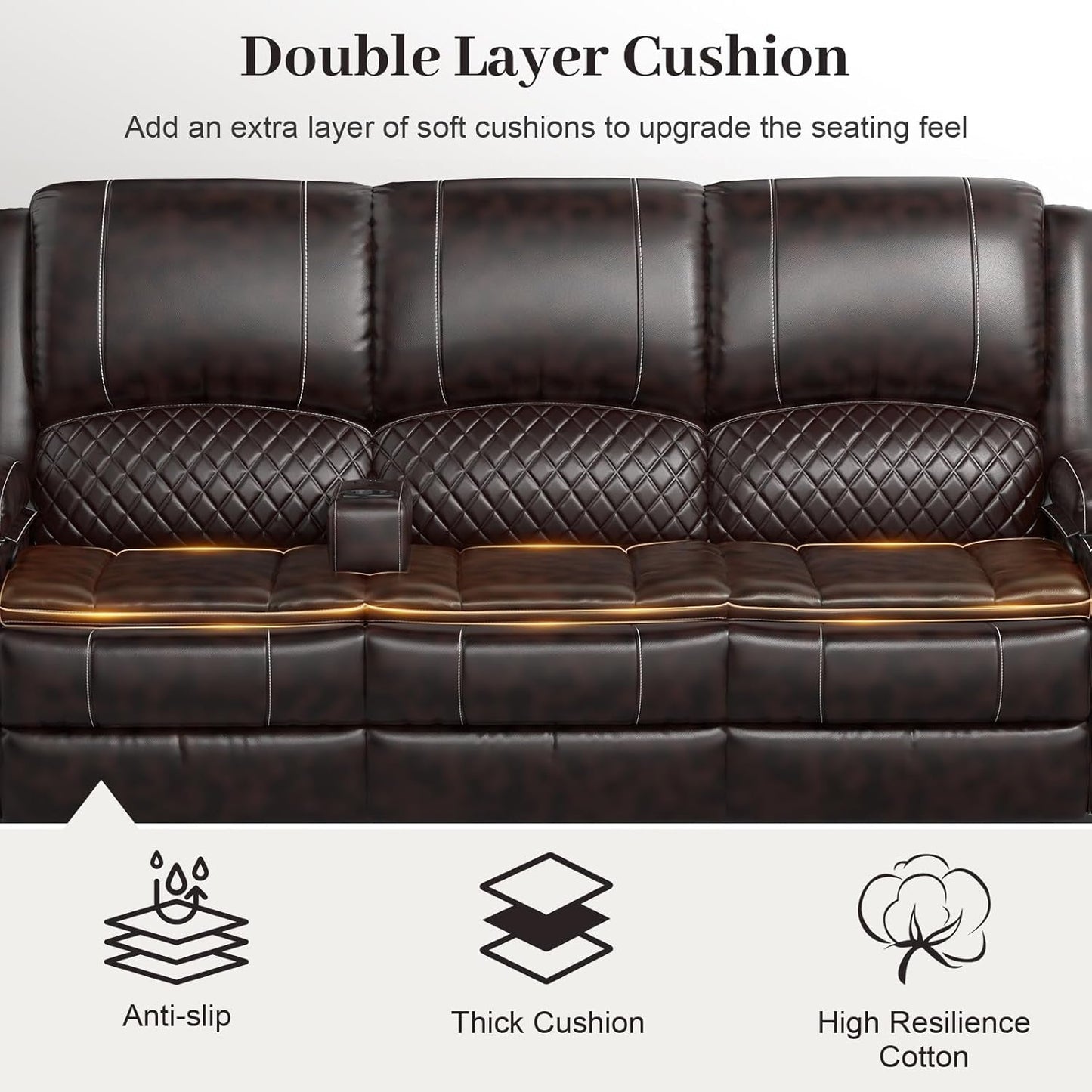 3 Seater Recliner Sofa With Hidden Storage Console
