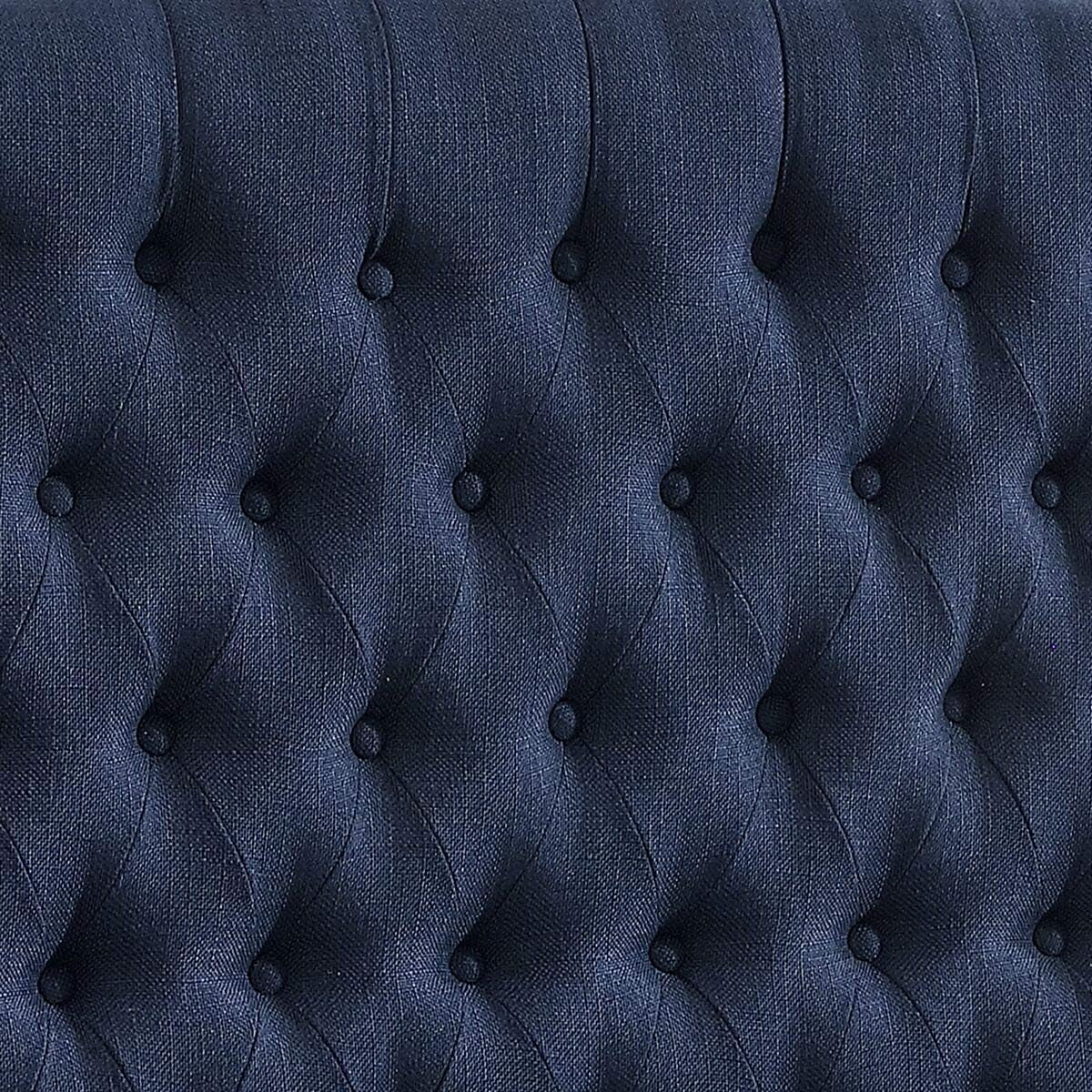 Navy Blue Linen Tufted King Headboard with Comfort