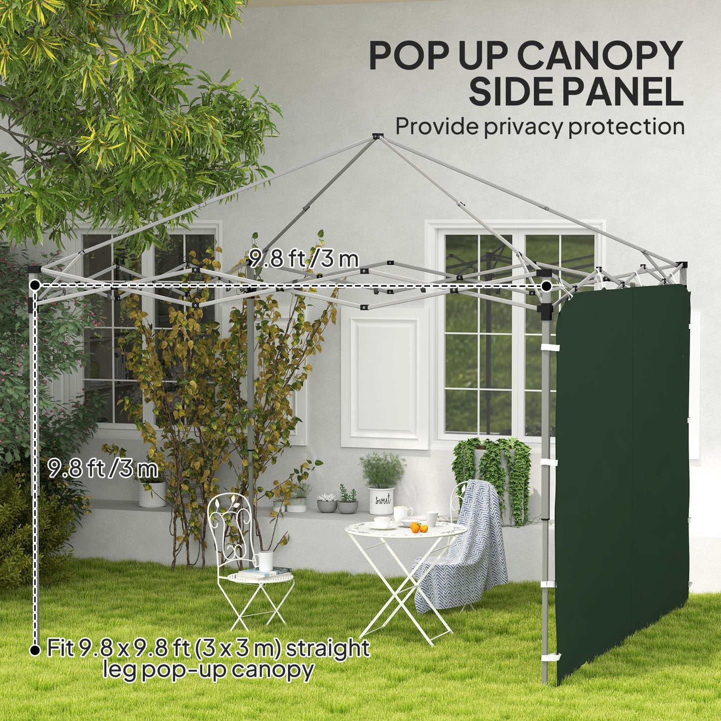 Replacement Gazebo Sidewall with Pockets and Mesh Bags - Green Oxford Fabric