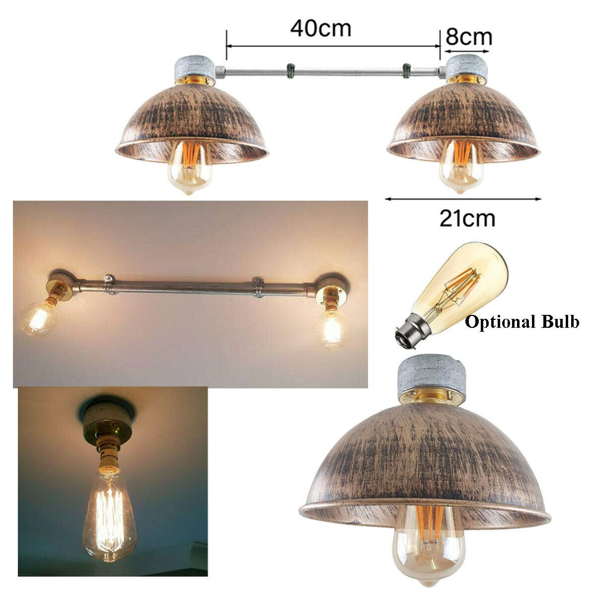 Retro Vintage Metal Ceiling Light Fixture ~6453