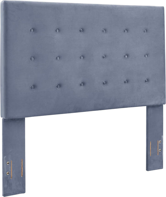 Transitional King Headboard in Cornflower Microfiber Fabric