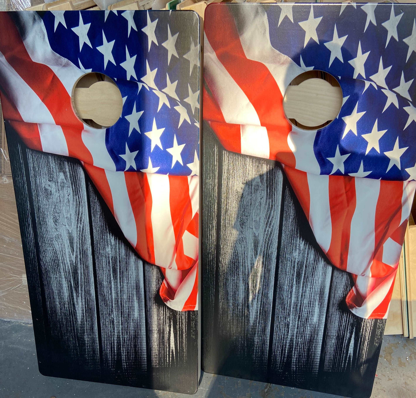 American flag blended cornhole set