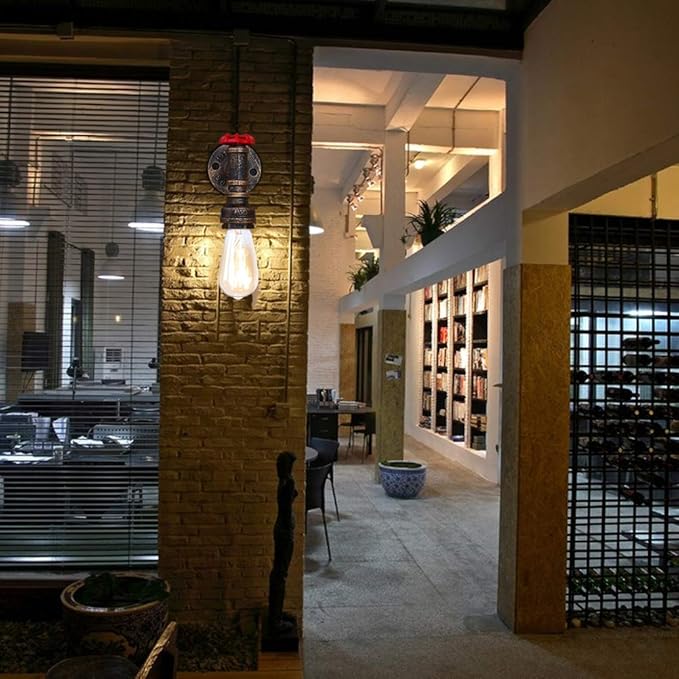 Brushed Copper Metal Water Pipe Wall Sconce Light Holder with Wheel~2069