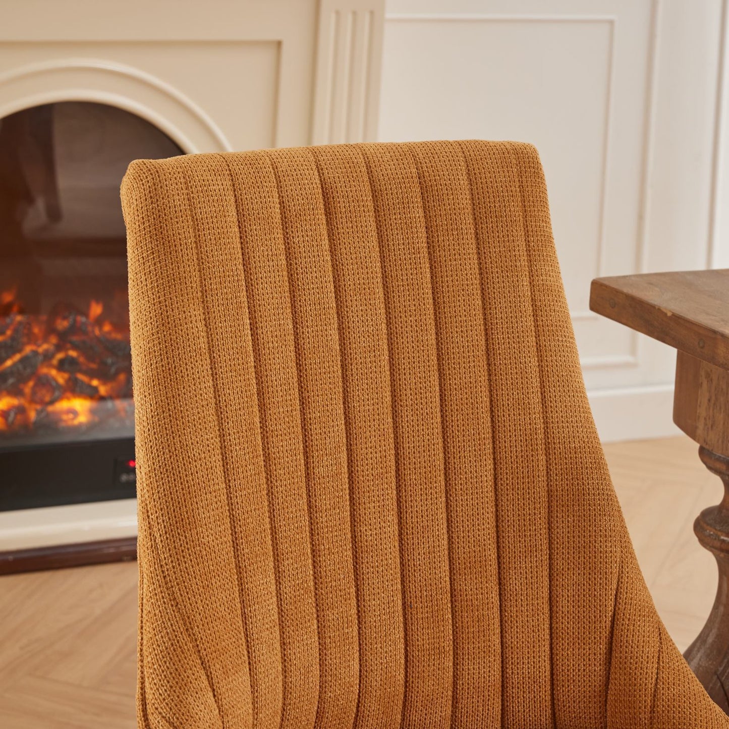 Set of 2 Rayon Cloth Flocking Linen Dining Chairs