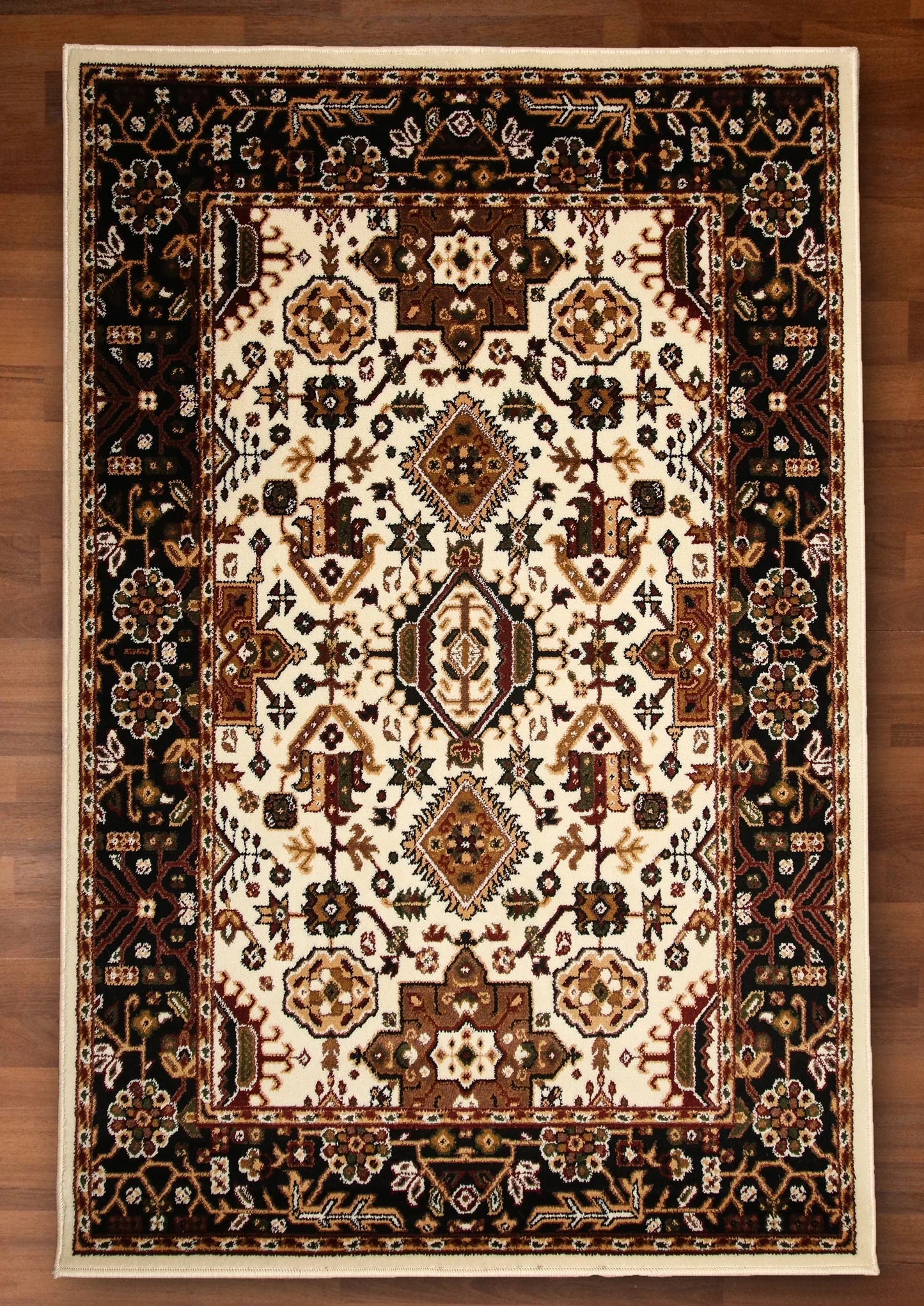 Beige and Black Traditional Design Rug – Geometric Woven | Jute & Polyester Backing | 10mm Pile
