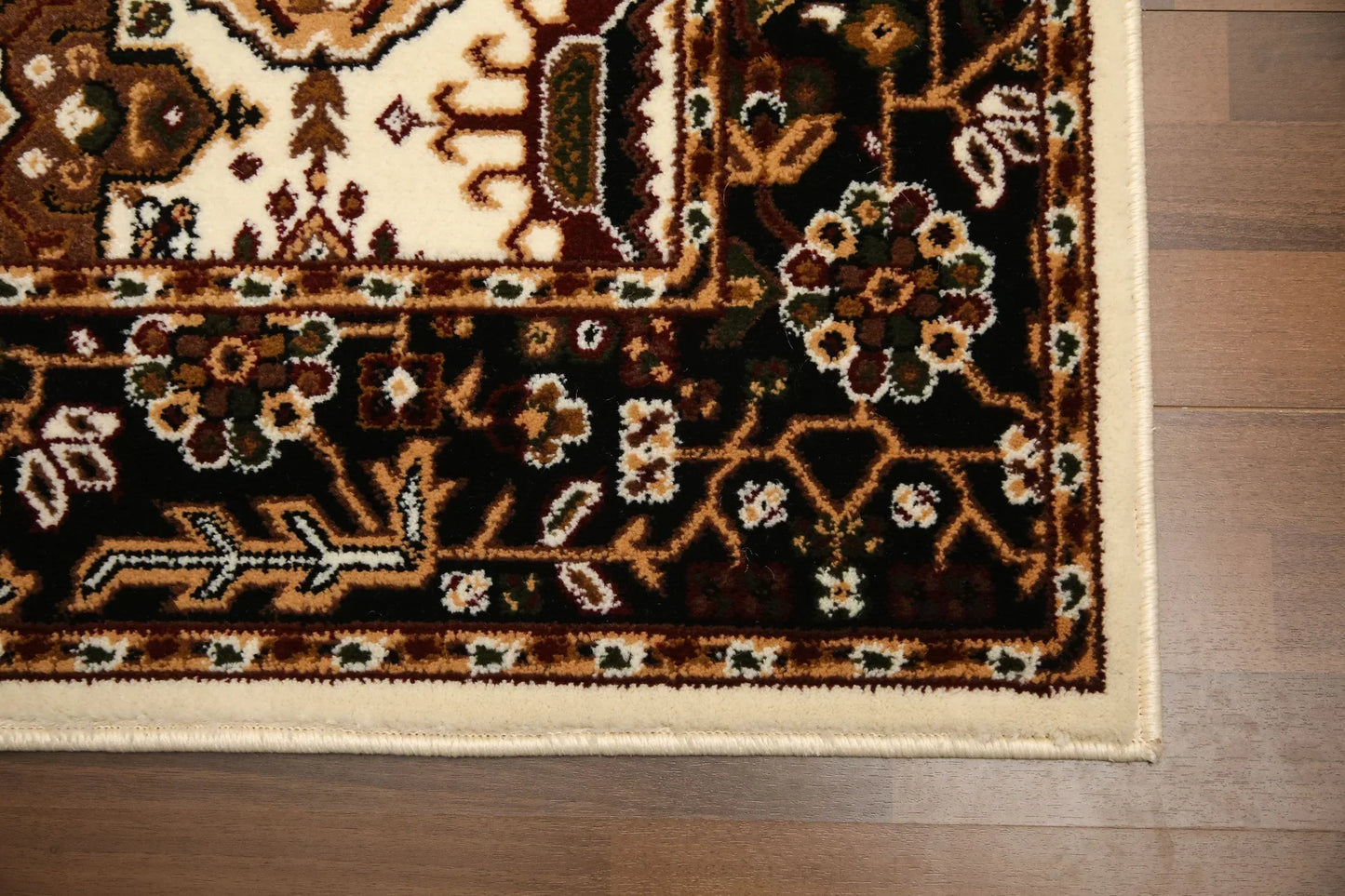 Beige and Black Traditional Design Rug – Geometric Woven | Jute & Polyester Backing | 10mm Pile