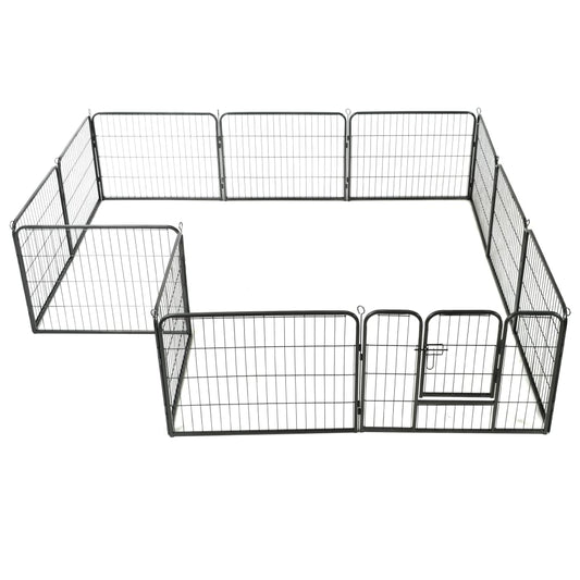 vidaXL Dog Playpen 12 Panels Steel 31.5"x23.6" Black
