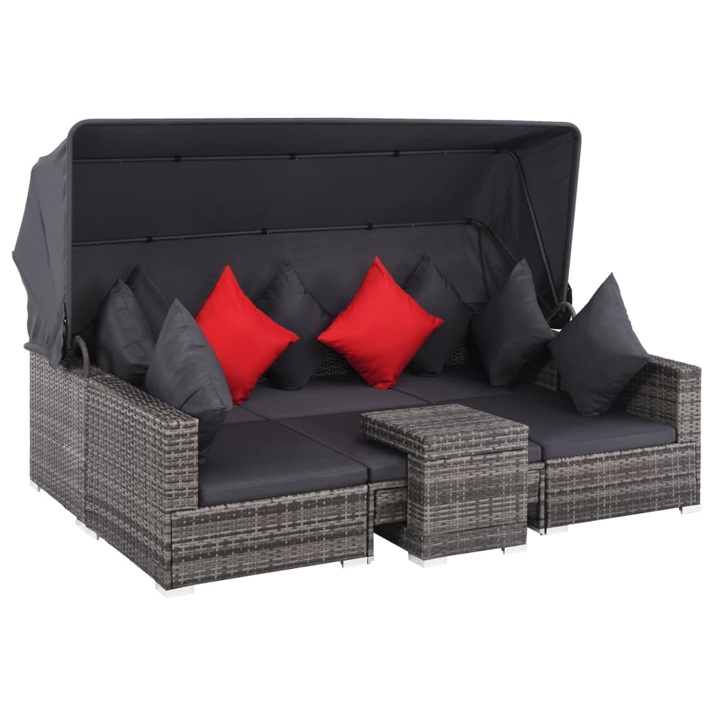 vidaXL Patio Furniture Set Conversation Set Sectional Sofa with Table Rattan