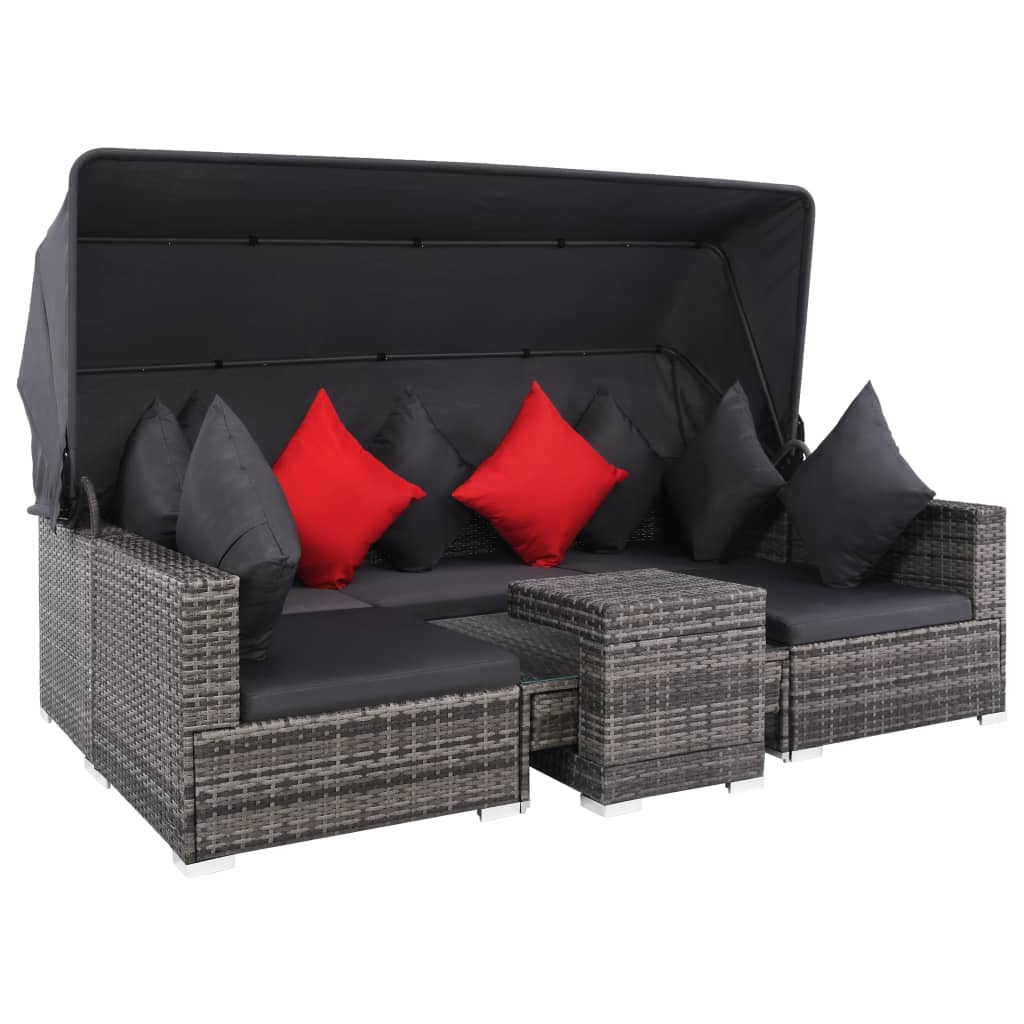 vidaXL Patio Furniture Set Conversation Set Sectional Sofa with Table Rattan