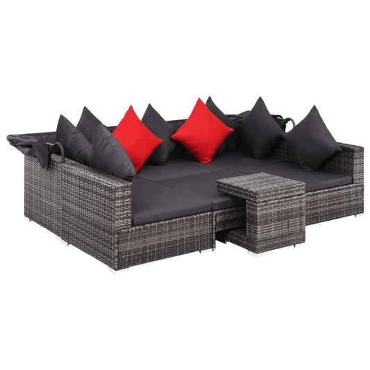vidaXL Patio Furniture Set Conversation Set Sectional Sofa with Table Rattan