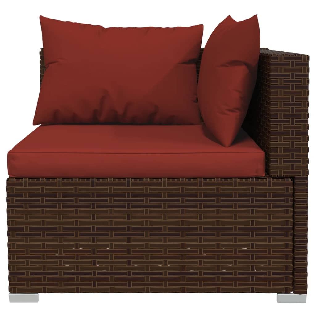 vidaXL 12 Piece Patio Lounge Set with Cushions Poly Rattan Brown
