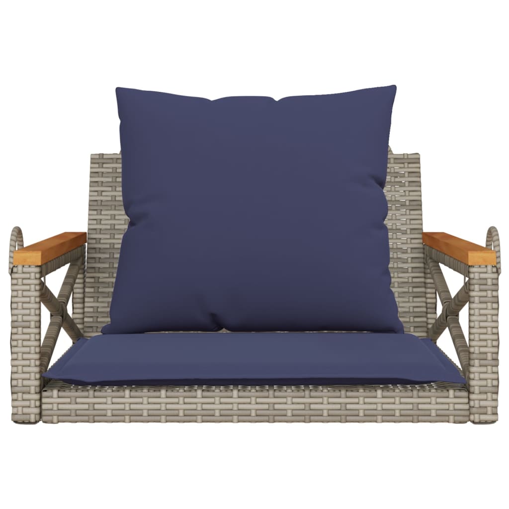 vidaXL Swing Bench with Cushions Hammock Chair Poly Rattan Brown/Gray/Black