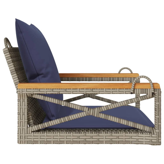 vidaXL Swing Bench with Cushions Hammock Chair Poly Rattan Brown/Gray/Black