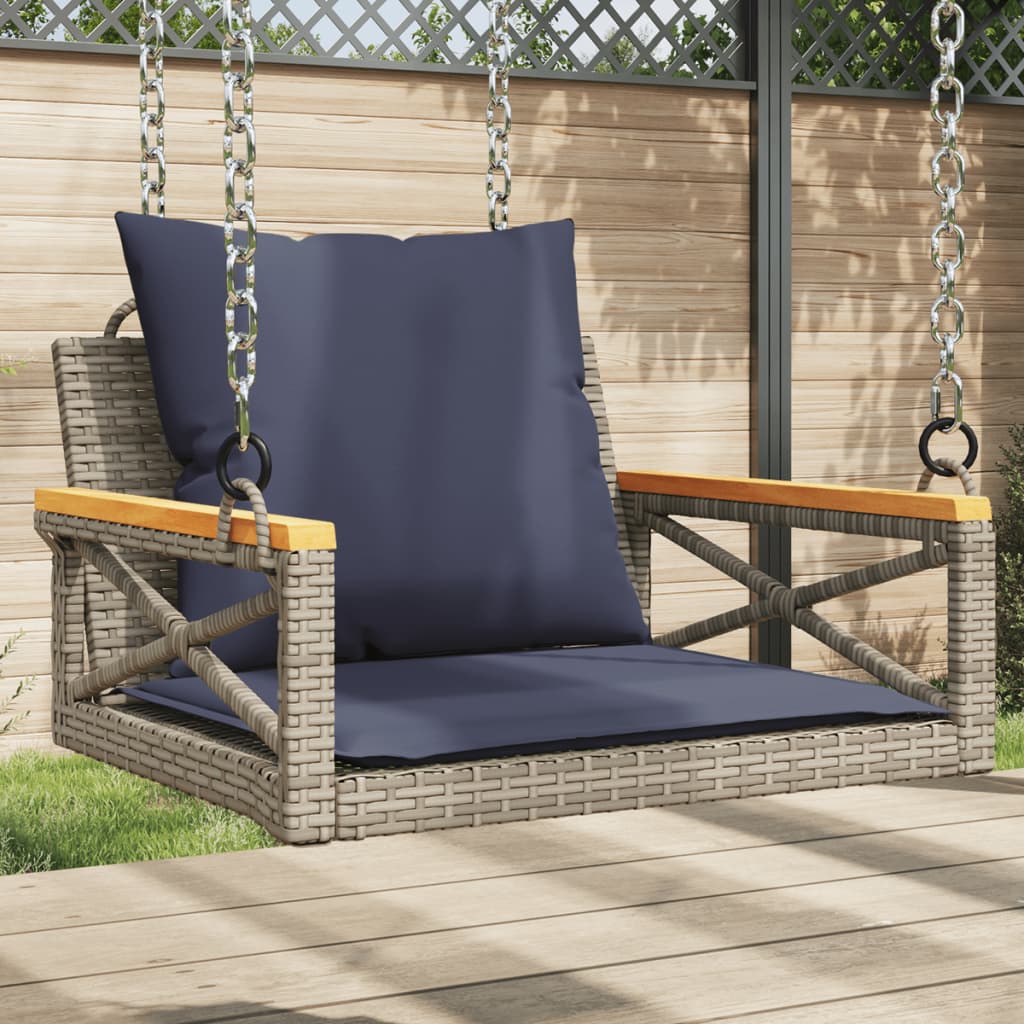 vidaXL Swing Bench with Cushions Hammock Chair Poly Rattan Brown/Gray/Black