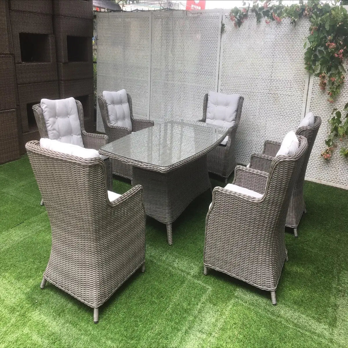 6 Piece Patio Rattan Dining Table