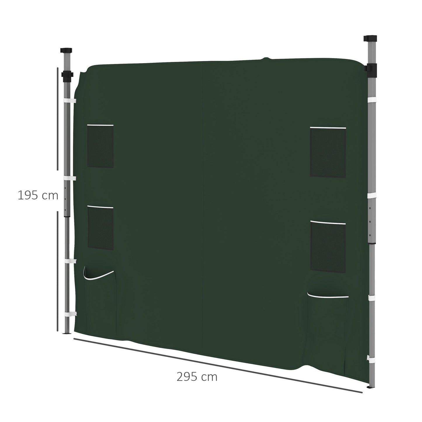 Replacement Gazebo Sidewall with Pockets and Mesh Bags - Green Oxford Fabric