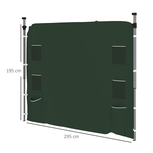 Replacement Gazebo Sidewall with Pockets and Mesh Bags - Green Oxford Fabric