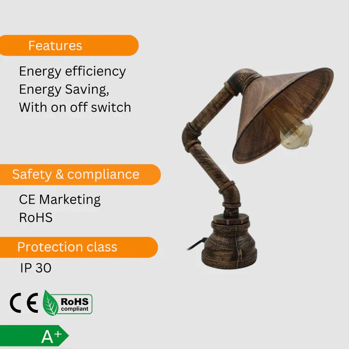 Best Steampunk Lamp Industrial Desk Table Light~2812