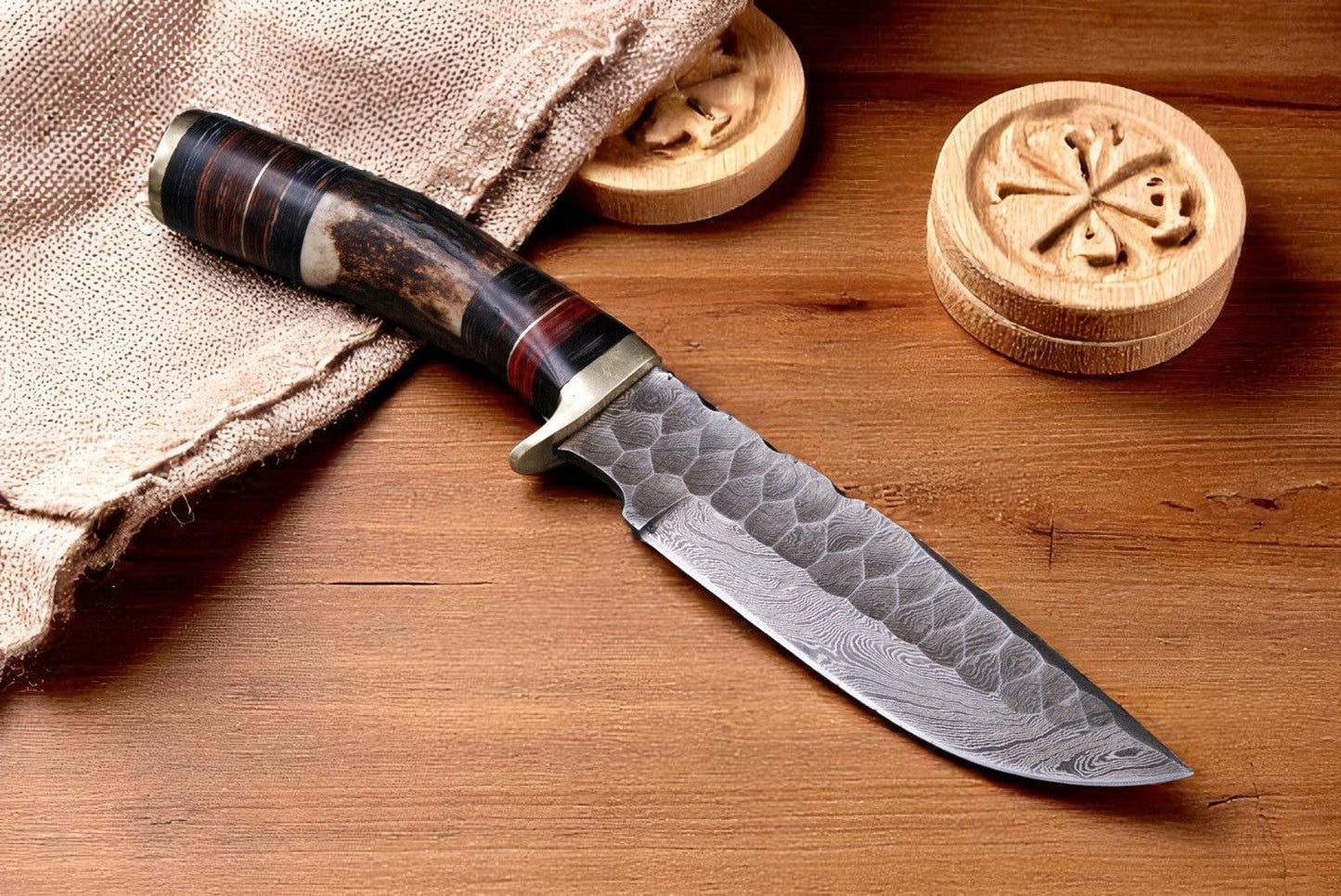 Deer Knife - Custom Handmade with Antler Handle