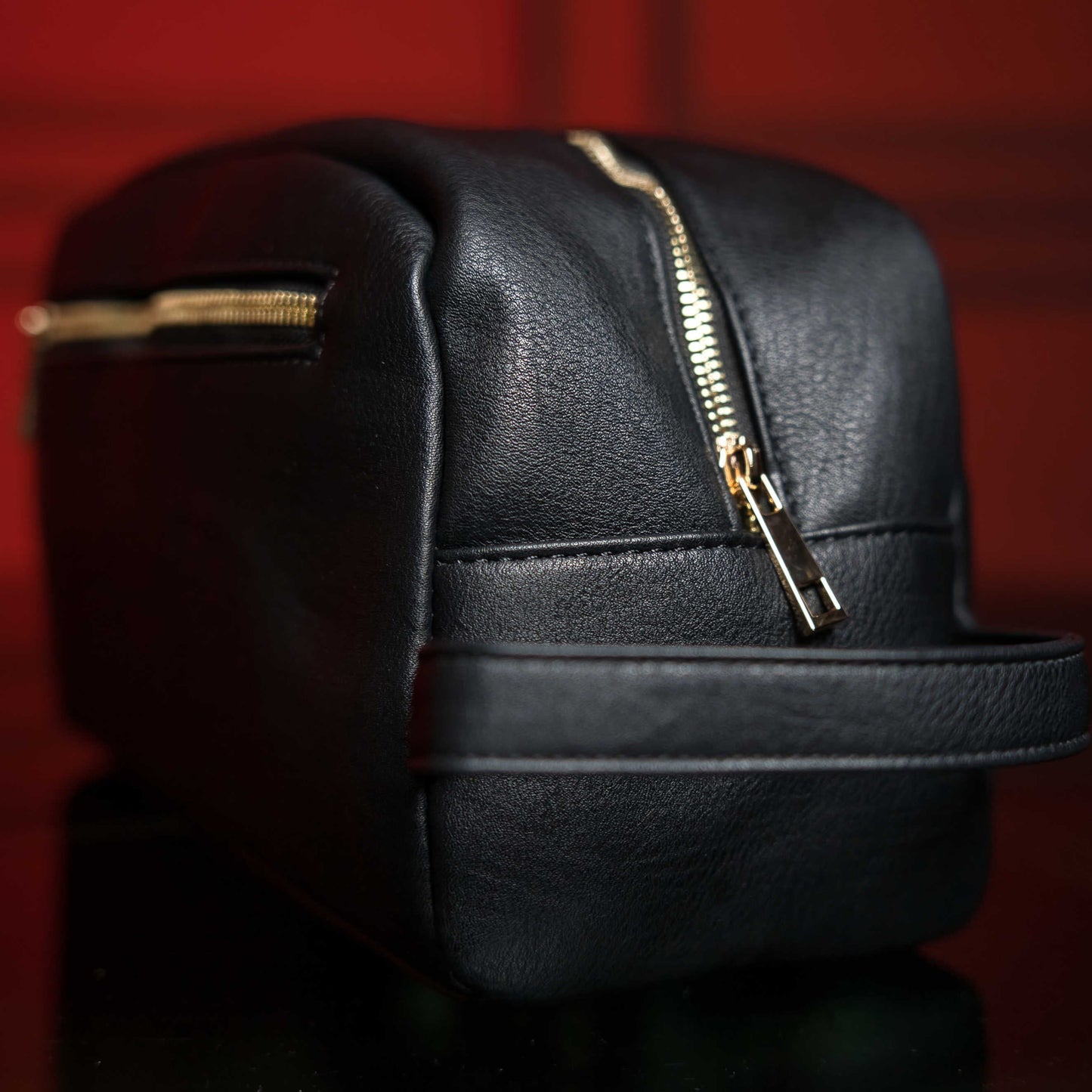 Black Leather Toiletry Bag