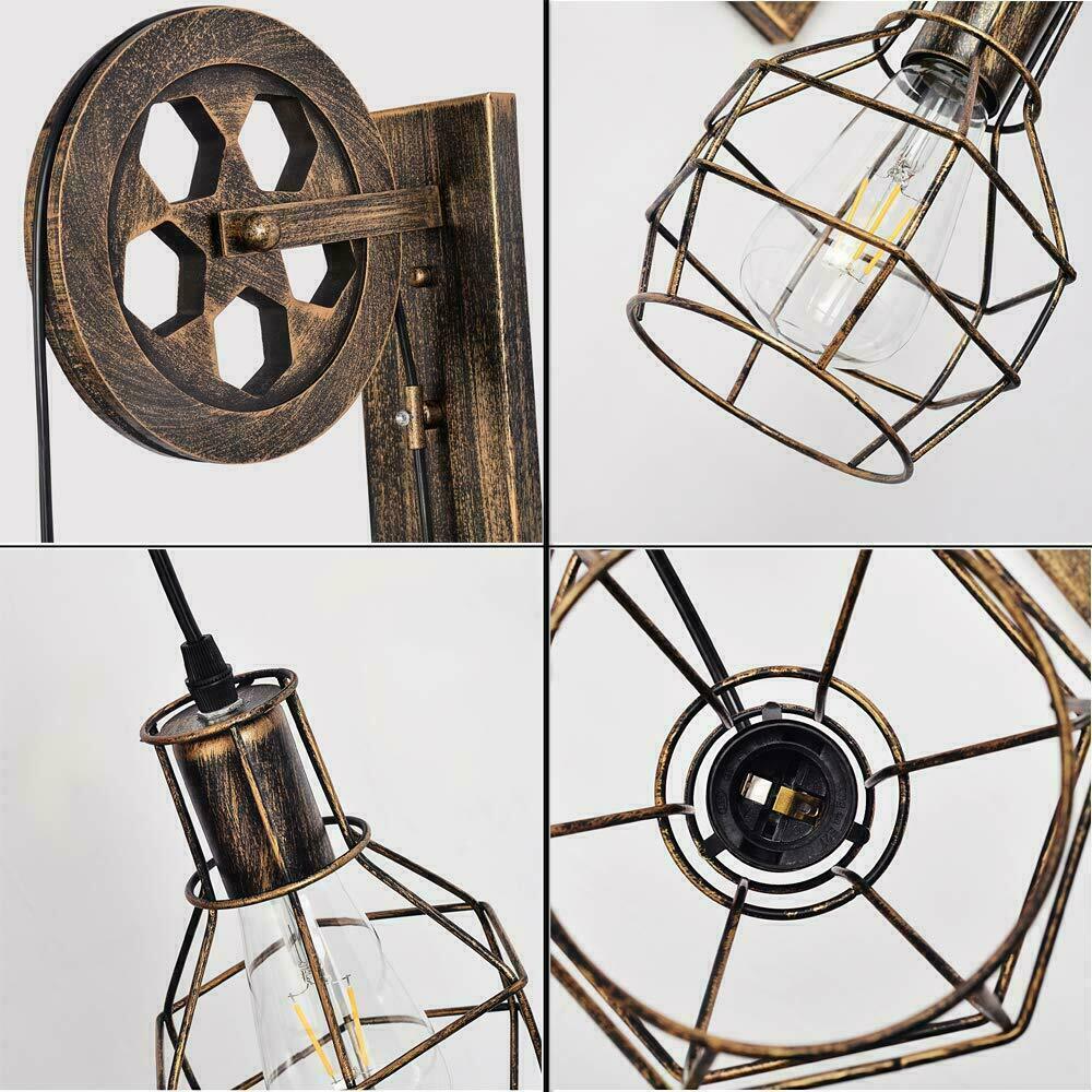 Brushed Copper Vintage Wheel Wall Light Retro Water Pipe Copper Wall Lights~1913