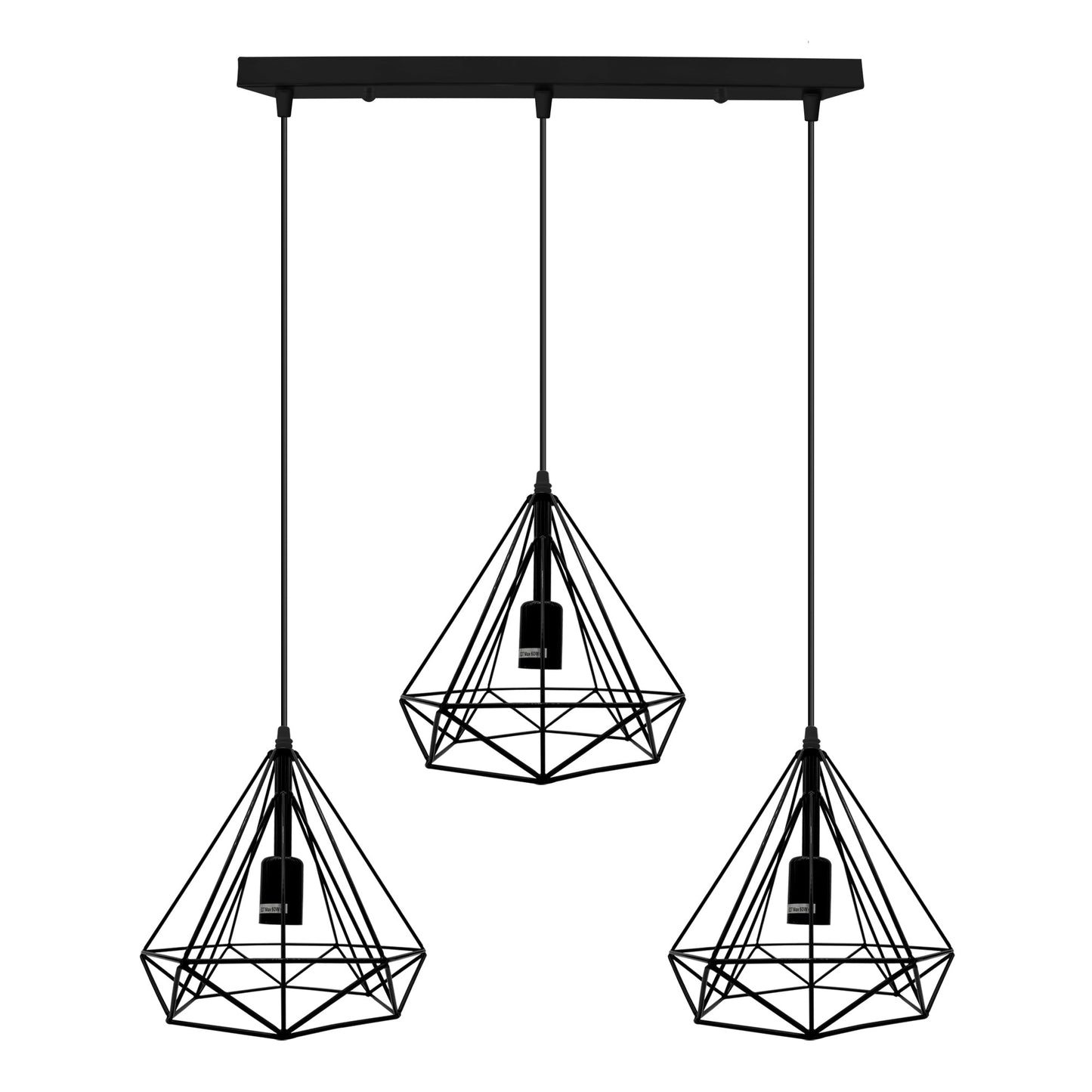 3 Head Rectangle Diamond Cage Ceiling Light Hanging Pendant Light~5646