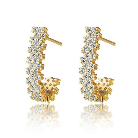 Elara Sparkling Cubic Zirconia J Hoop Earrings