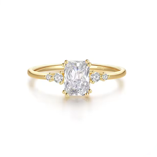 Stellar Elegant Ring with Radiant AAAAA Cubic Zirconia