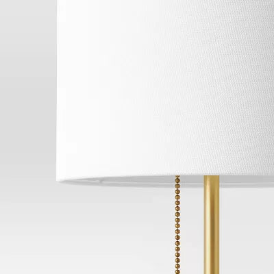 Brass Hayes Stick Lamp with Marble Base & Drum Shade – Modern Desk & Table Lighting
