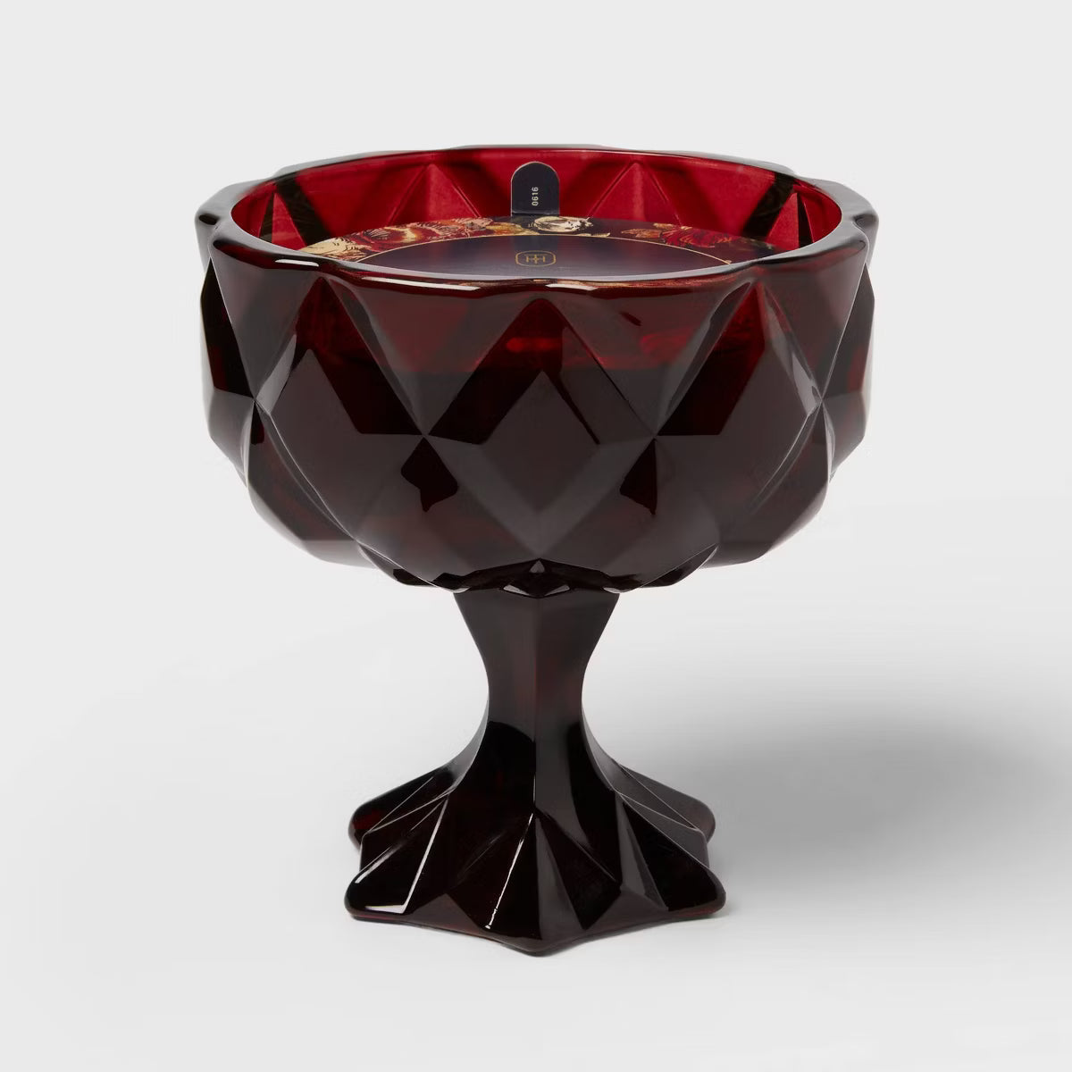 7oz Faceted Coup Haunt Couture Glass Filled Red Wax Candle