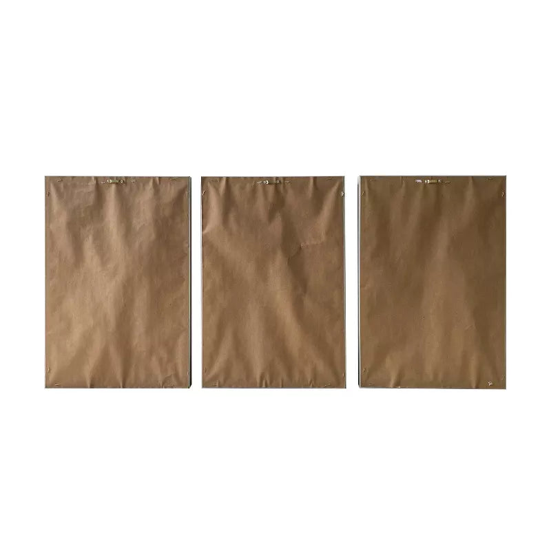 48" x 24" Abstract Painting Triptych Floating Wall Canvas - Ennovanest   Gold-Framed, Modern Decor