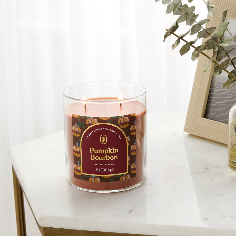 2 Wick Lidded Jar Candle Pumpkin Bourbon