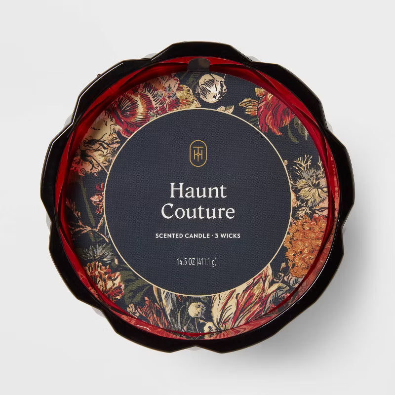 14.5oz Faceted Coup Haunt Couture Glass Filled Red Wax Candle