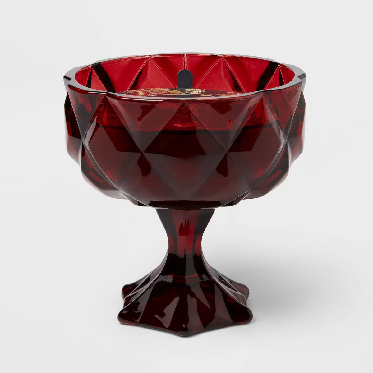 14.5oz Faceted Coup Haunt Couture Glass Filled Red Wax Candle