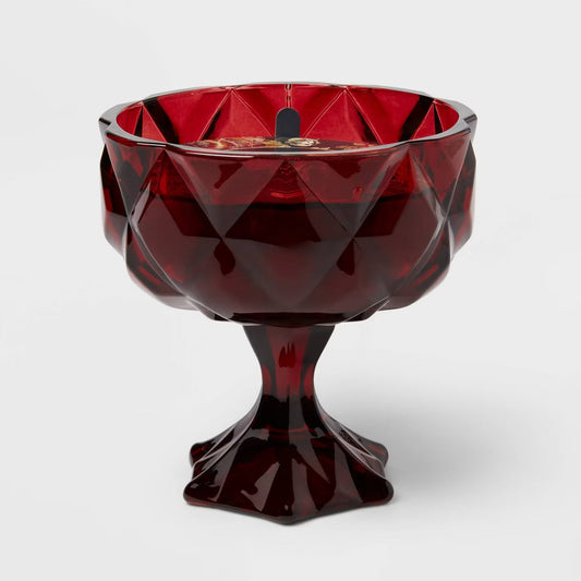 14.5oz Faceted Coup Haunt Couture Glass Filled Red Wax Candle
