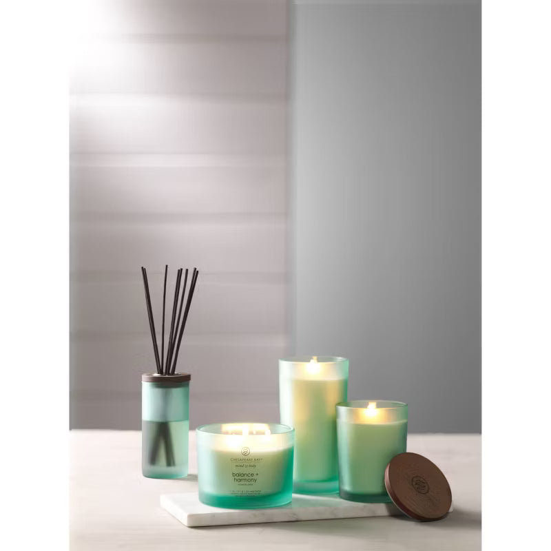 Balance and Harmony Mind and Body Frosted Glass Lidded Jar Candle