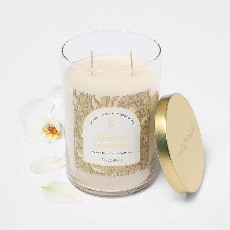 2 Wick Lidded Jar Candle Almond Croissant