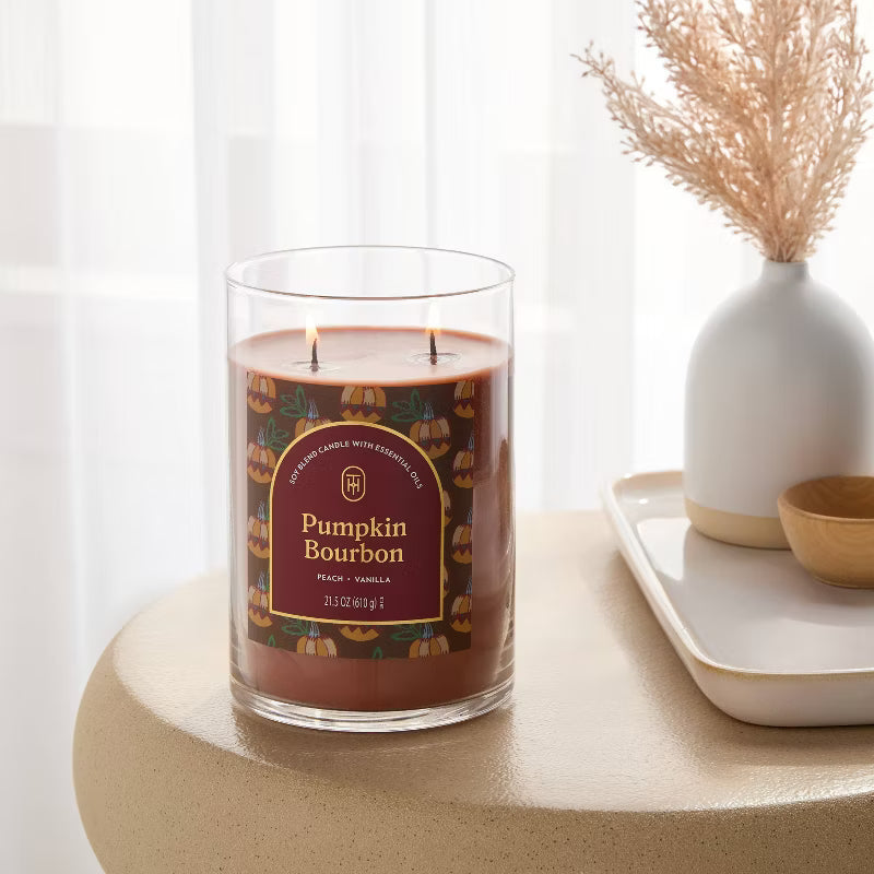 2 Wick Lidded Jar Candle Pumpkin Bourbon